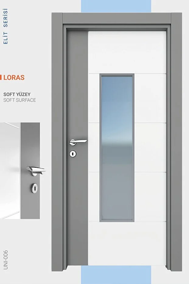 MELAMİN ELİT LORAS CAMLI ODA KAPISI, 76/204/9-13 CM